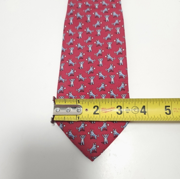 Vineyard Vines Mens Bull Bear Stock Market Wall Street Silk Red Neck Tie - Picture 5 of 5